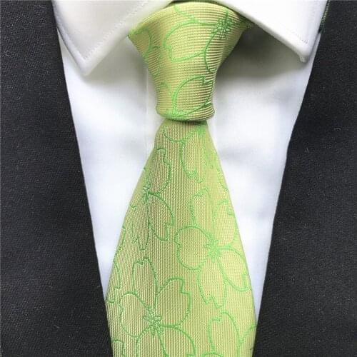 10 cm Unique Design Mens Ties Jacquard Woven Neck Tie Green with Floral Pattern Fashion Neckties