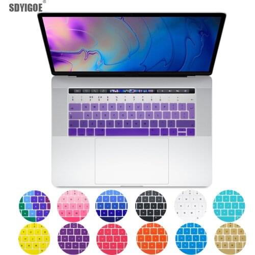 New Silicone protective film Keyboard stickers For MacBook with touch bar 13 15 inch A1706 A1707 A1989 EU English Version