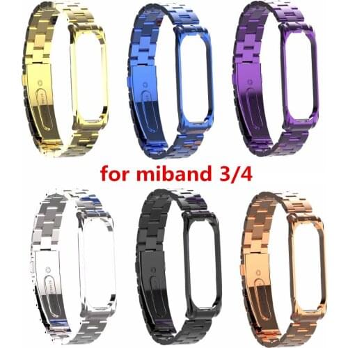 Stainless steel wrist strap for xiaomi mi band 4 3 metal watch band smart bracelet miband 4/3 replaceable watch straps for mi 4