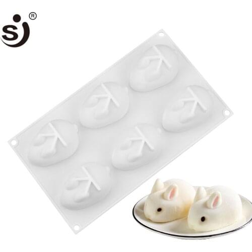 SJ DIY Cube Mousse Silicone Cake Mold Chocolate 6- Rabbit Cake Silicone Forms Ice Cream Pudding Jelly 3d Decoration Baking Tools
