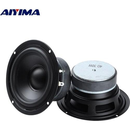 AIYIMA 2Pcs 4.5 Inch Waterproof Mid-range woofer Speaker 4 Ohm 30 W Loudspeaker DIY Home Theater Hifi Music Speaker Driver