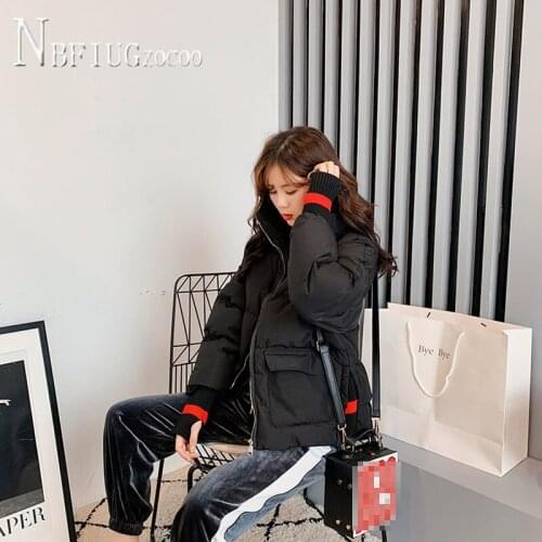 Knitting Cuff Windproof Winter Women Parkas Beige Pink Black Color Female Coat