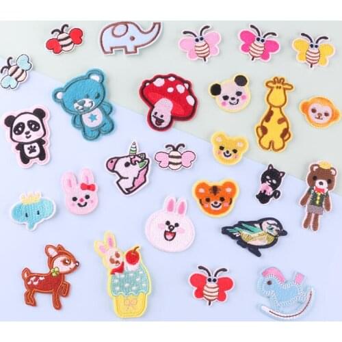 High Quality Cute Cartoon Animal Bee Bear Rabbit Embroidery Patch Stickers Childrens Decoration Accessories