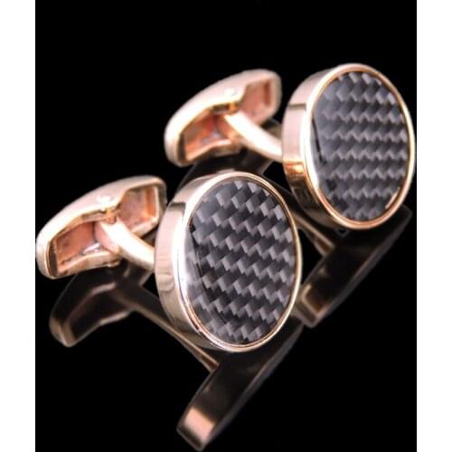 Carbon fiber Cufflinks high quality mens shirt gold round Cufflinks French Wedding Shirt cufflinks, free air freight