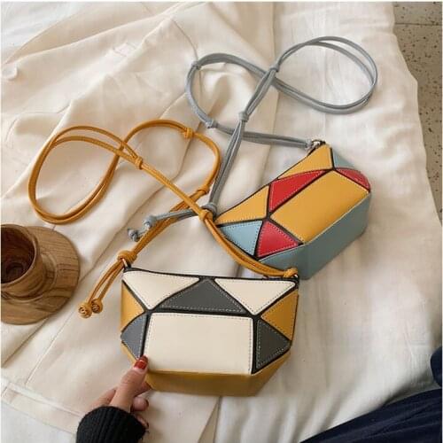 Cosmetic Bag Ladies Portable Splicing Style Compact 2021 New Style All-Match Large-Capacity Shoulder Bag Texture Zipper Buckle