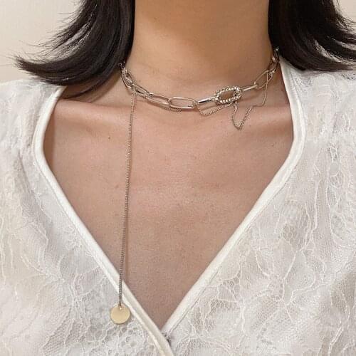 Huge Bud Punk Chain Short Choker Necklace Zirconia Collar Simple Minimalist Gold Color Chunky Necklace for Women Charm Jewelry