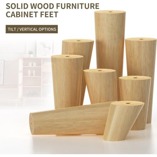 1Pcs 6-25cm Solid Wood Furniture Legs,Straight/Oblique legs Cone Sofa Legs Cabinet Table and Chair Replacement Feet With screws