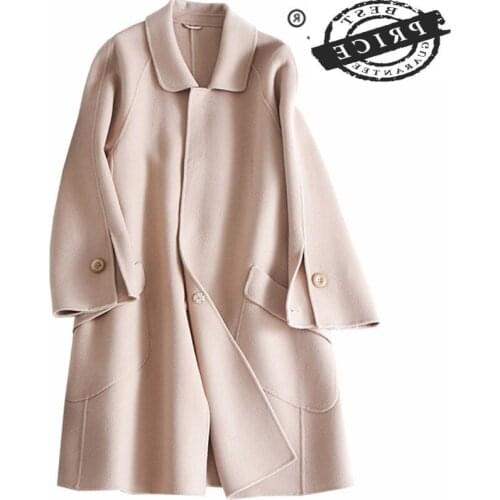 100% Wool Elegant Coat Female Autumn Abrigos Mujer Invierno 2021 Korean Ladies Vintage Blend Woolen Womens Jacket YN-20