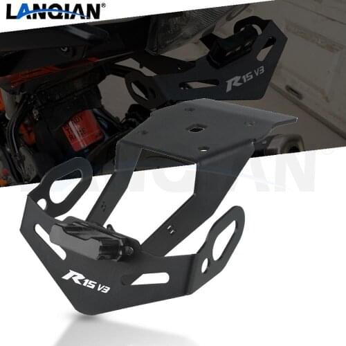 Motorcycle Aluminum License Plate Bracket Holder With LED Light FOR YAMAHA YZF R15 YZF R 15 V3 2017 2018 2019 2020 Accessories