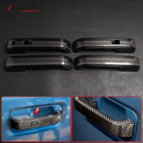 Car Accessories Dry Carbon Fiber Car Side Door Handle Cover Trim For Ford F150 F-150 Raptor 2015 2016 2017 2018 2019 2020