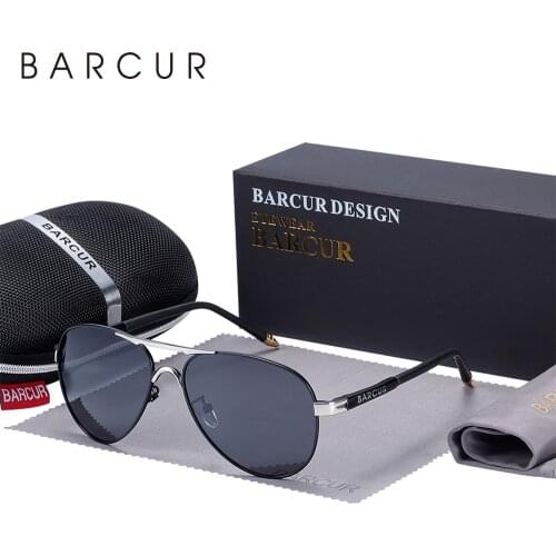 BARCUR Men Pilot Sunglasses Aviation UV400 Polarized Sun Glasses Women Eyewear Gafas De Sol Shades
