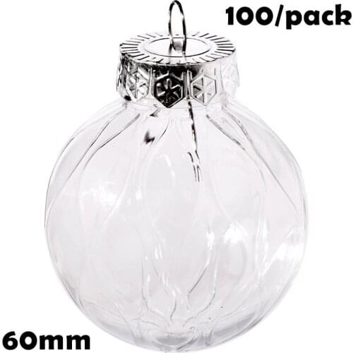 Free Shipping DIY Paintable/Shatterproof Christmas Decoration Ornament, 60mm Plastic Stripe Bauble Sphere Ball, 100/Pack