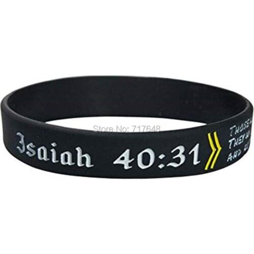 30pcs Bible Verse ISAIAH wristband silicone bracelets free shipping by ePacket A
