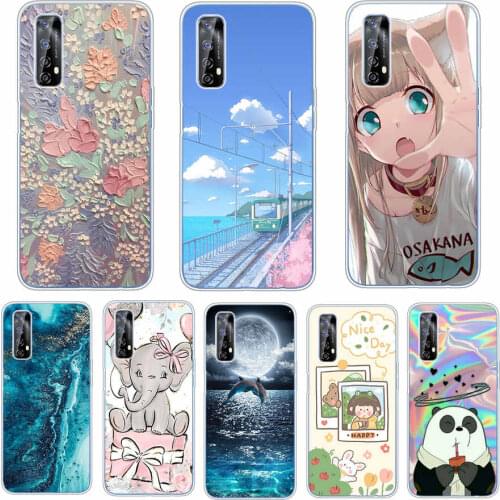 Case For Realme 7 Case Realme 7 pro TPU Protective Case on Realme 7 Pro Soft Silicone Back Cover For OPPO Realme 7 Pro flower