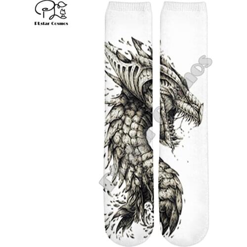 PLstar Cosmos Amazing Dragon Totem 3D Printed Cotton Socks Colorful Brand Warm Animal Stocking Unisex Fashion Casual Sock D2