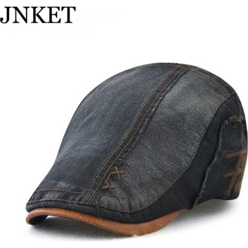 JNKET Vintage Beret Hat Men Women Wash Color Fading Fabric Flat Caps Peaked Cap Outdoor Sunhat Casquette Duckbill Cap