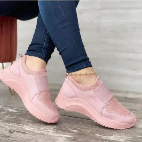 New Women Mesh Sneakers Summer Casual Comfy Female Footwear Breathable Solid Color Hook&loop Ladies Shoes Outdoor Walking Shoes