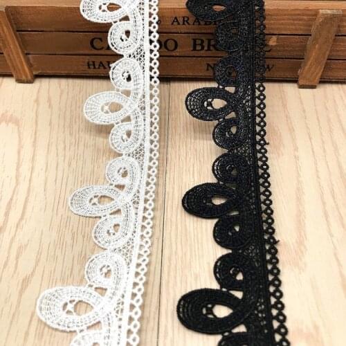 14yards width 4.0cm black white water-soluble lace trim fabric ribbon DIY wedding dress decorated clothes decorative accessories
