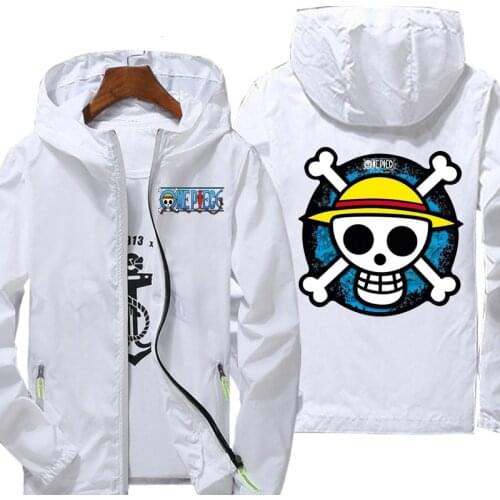 Jackets women streetwear Spring casual waterproof Hooded Jacket Men Anime One Piece print Zipper Thin Windbreaker