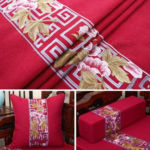 Linen embroidery garment fabric interior decoration jacquard stitch embroidery polyester material