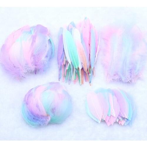 Macarons Color Natural Swan Feathers Chicken Plumes Turkey Marabou Feathers for Carnival Halloween Christmas DIY Craft Decortion