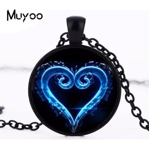 Fashion Kingdom Hearts emblem pendant necklace glass symbol occult personality charms jewelry pendants necklaces HZ1