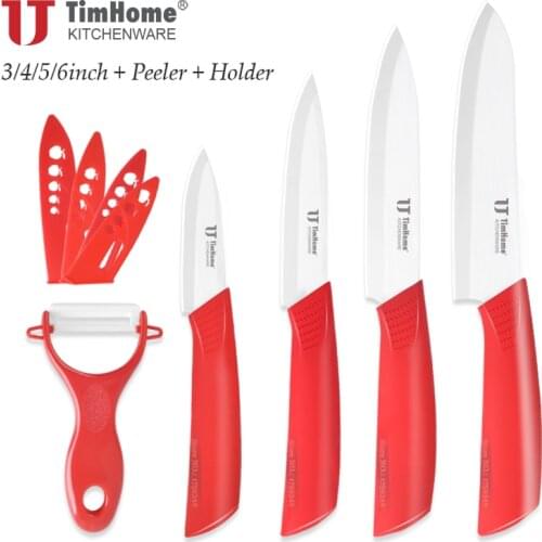 White Blade Ceramic Kitchen Knives Set 6" 5" 4" 3" inch Ceramic Chef knife+Ceramic Peeler+Sheaths/Covers