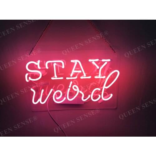 14"X8" Stay Weird Pink Acrylic Custom Neon Light Lamp Sign Beer Bar Handmade Real Glass Decorate Home Wall Room Windows Tube