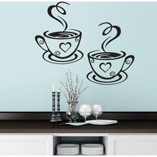 Coffee wall stickers for kids rooms Decorative Cartoon Wall Stickers for children Nursery Wall Decal Bar Kitchen Decoration