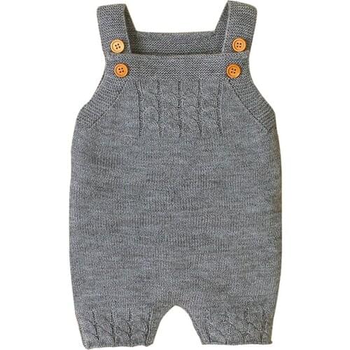 2021 New Autumn And Winter Baby Clothes Haji European And American Pure Color Knit Strap Baby Romper