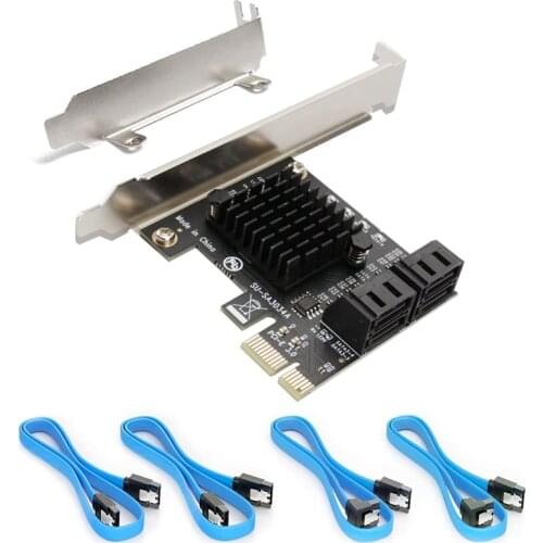 PCIe SATA Card,4 Port with 4 SATA Cable, SATA Controller Expansion Card with Low Profile Bracket, Marvell 9215 Non-Raid