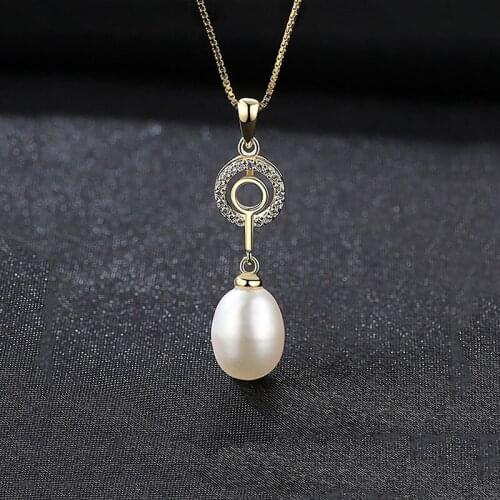 3 Colors Fashion Elegant Freshwater Pearl Pendant 925 Sterling Silver Necklaces For Women Statement CZ Stone Party Gifts Jewelry