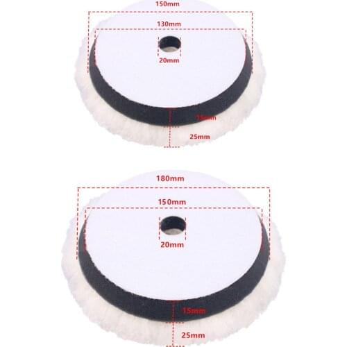 Wool Polishing Pad Soft Sheepskin Buffing Pads with Hook and Loop Back Wool Cutting Pad for Car Furniture Glass and So On