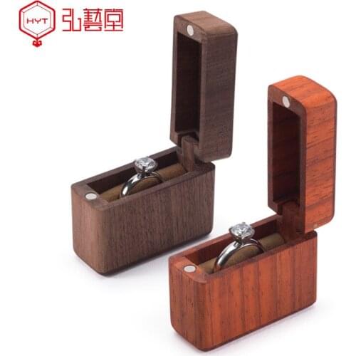 Proposal Single Ring Wedding Wedding Small Rosewood Jewelry Box Walnut Retro Storage Ring Box