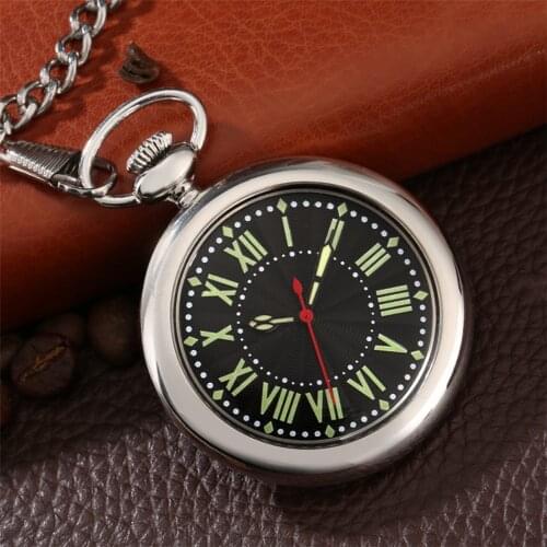 Luxury Quartz Pocket Watch Luminous Roman Numerals Display Pendant Clock Vintage Fashion Fob Chain Open Face Pocket Clock