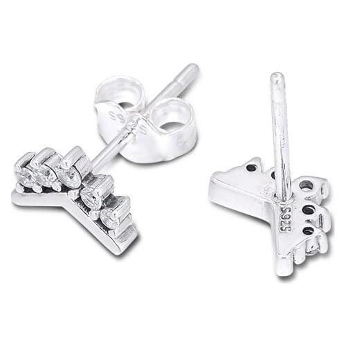 Tiara Wishbone Stud Earrings 925 Sterling Silver Jewelry Free Shipping