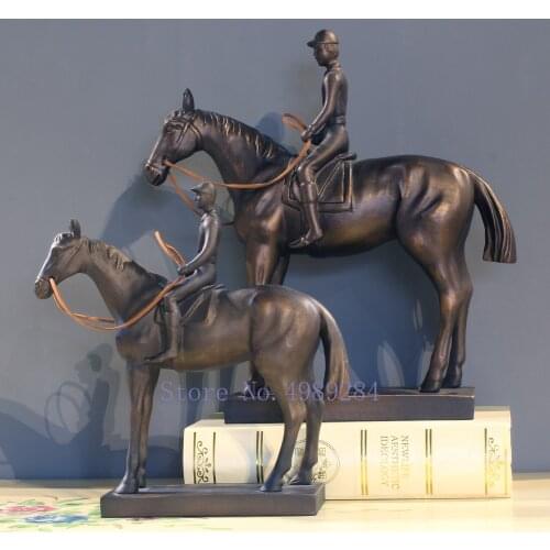 Creativity Resin Character Sculpture Horse Riding Equestrian Crafts Furnishings Modern Home Decoration Accessories Figurines