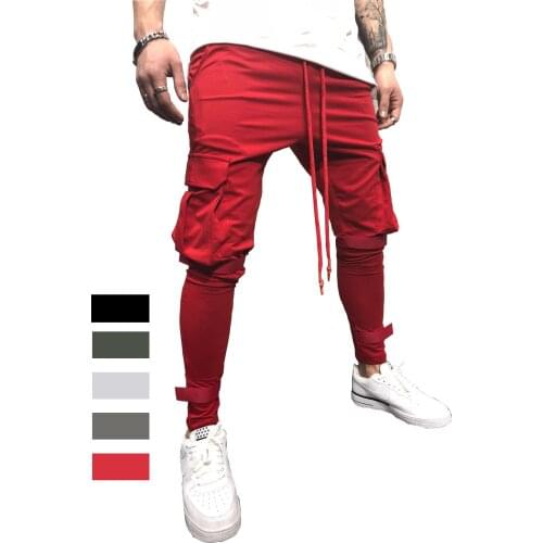 Outdoor Spring Autumn Sport Side Pocket Drawstring Hiking Camping Loose TrackJogging Sweatpants Slim Fit Sweat Pants Men