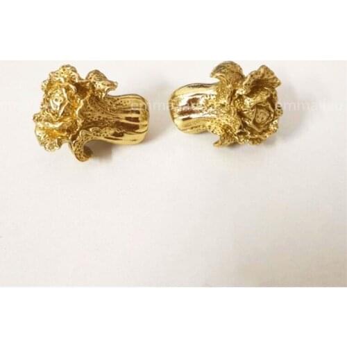 1Pc Cabbage Shape Solid Brass Knobs Furniture Drawer Handles Cupboard Pulls Single Hole Gold Kitchen Cabinet Handle Hardware