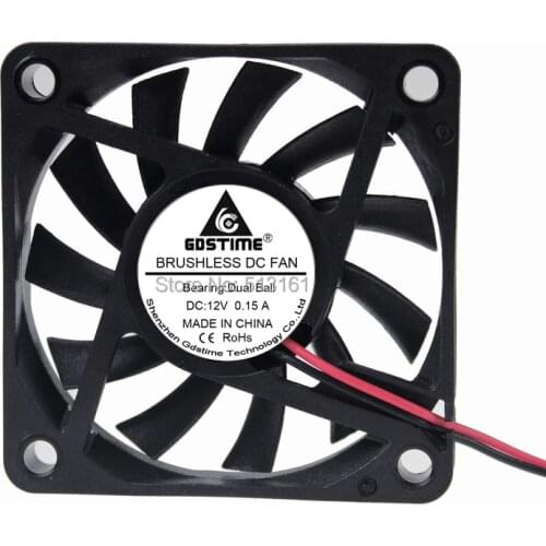 2 Pcs Gdstime DC 12V 2 Pin 60x60x10mm 6CM 60mm PC Computer Ball Bearing Cooling Fan