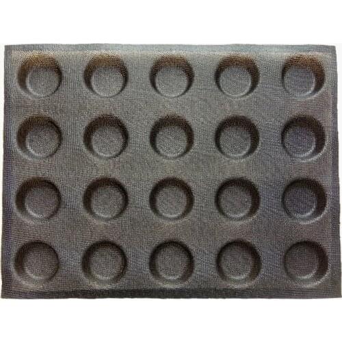 20 Cavity Round Biscuits Bread Mould Cookie Eclair Bun Baking Mold Non Stick Porous Glass Fiber Silicone Bake Tray
