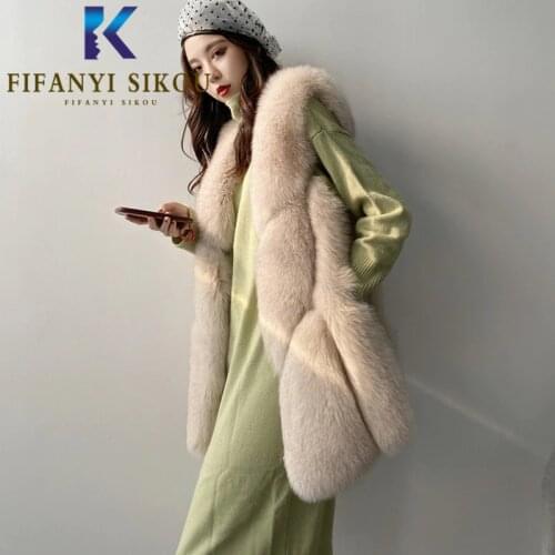 2020 Winter Coat Women Faux Fox Fur Vest Fashion Sleeveless V-Neck Luxury Fur Jacket Vest Female Plus size Loose Fur Vests Coats