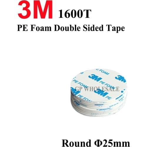 3M 1600T PE Foam White Color For Auto Round Double Sided Tape 25mm Diameter 1.1mm thickness