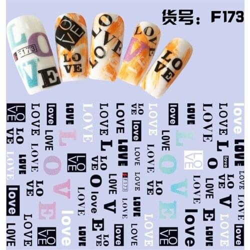 5 sheets English letter pattern design thin adhesive beauty nail decals Nail Art decorations Stickers nail supplies tool F170174