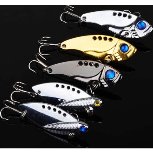 Lot 5pcs metal fishing lures bass crankBait spoon artificial bait lead fish tackle lure wobblers VIB 12g