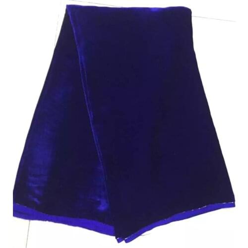 5yards/pc) High quality royal blue African real silk velvet lace fabric very soft and smooth for party dress VLB002