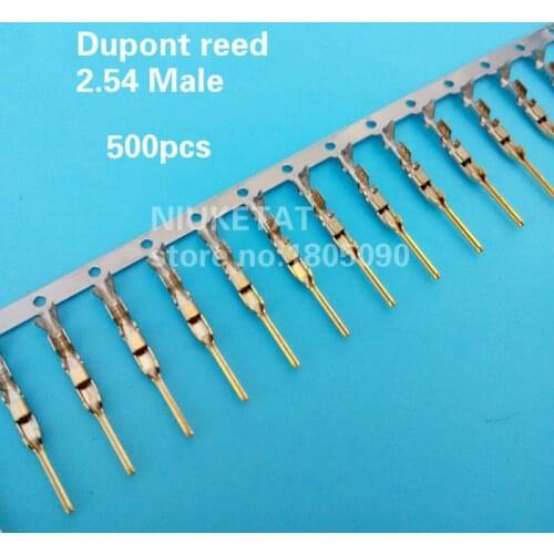 500pcs 2.54mm Male pin Dupont reed Dupont Jumper Wire 2.54 Dupont languette Connector Terminal Pins Crimp