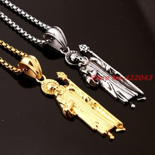 55*18mm New Design Silver/ Gold color 316L Stainless Steel Mens Womens Pendant Necklace Fashion Jewelry Free Box 23.6"*3mm Chain