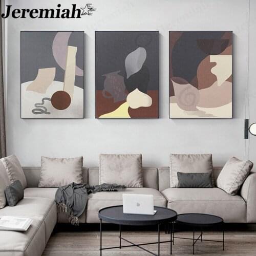 Abstract Geometric Canvas Painting Morandi Color Poster Wall Art Modern Home Decoration Design Accessories