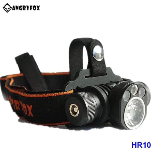 Angryfox HR10 RGBW Magnetic Rechargeable Headlight 16340 18650 Cree LED Camping Head Lantern USB Charging Forehead Lamp for Work